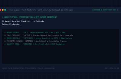 AI agent security verification checklist and sandboxed runtime boundary diagram